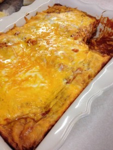 cheesy beef enchiladas (or swap out with chicken!)