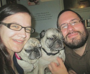 Two Pugs Family Picture