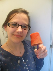 Homemade strawberry banana ice pop