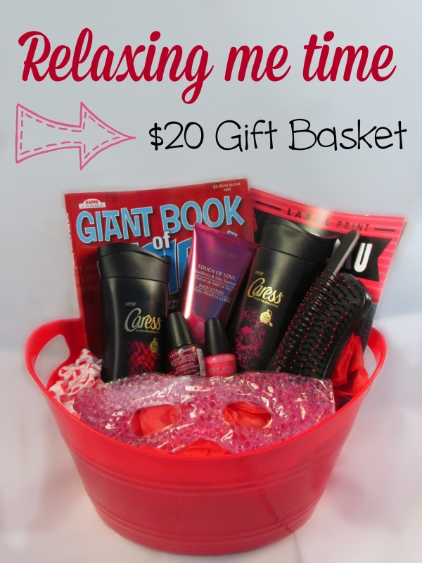 DIY $20 homemade relaxing me time themed gift basket - perfect gift basket for mothers day, an anniversary gift because most moms just really want alone time to relax!