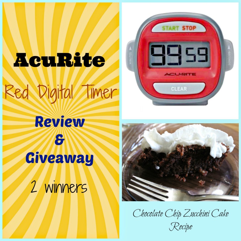 AcuRite Digital Timer ~ Chocolate Chip Zucchini Cake Recipe + Giveaway (US & Canada) 8/23, Trim Healthy Mama, THM, Baking, Cake, Dessert, S