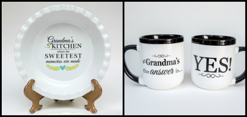 Grandparent Gift Company's Grandma's Pie Plate and Grandma Mugs are the perfect gifts for Grandmas, Nanas, and Mimis everywhere.