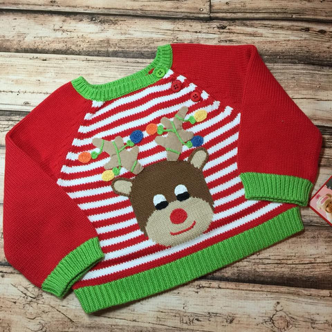 Zubels Christmas Lights Reindeer Sweater For Boys or Girls