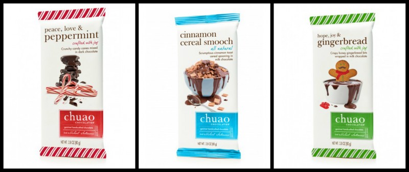Chuao chocolatier Chocolate Bars, Peppermint, Cereal Smooch, Gingerbread