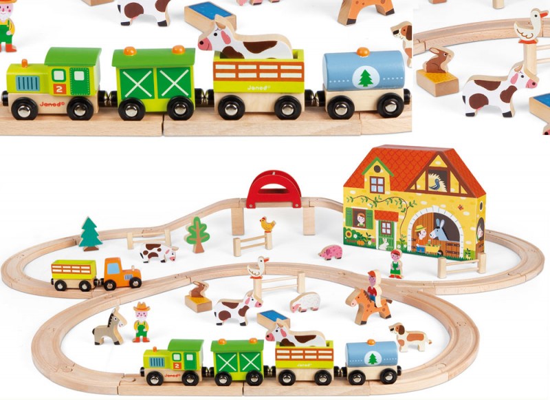 Story Express Farm Wooden Train Set by Janod