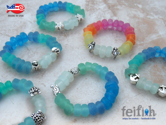 New! Recycled Glass Ombre Sealife Bracelets