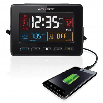 AcuRite Atomic Clock with USB Charger & Dual Alarm