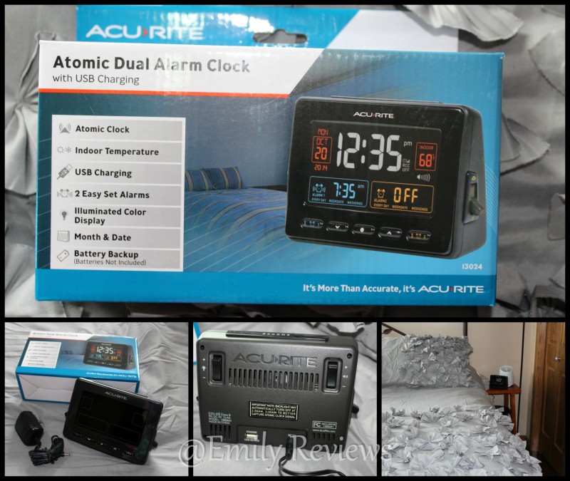 AcuRite Clock ~ AcuRite Atomic Clock with USB Charger & Dual Alarm