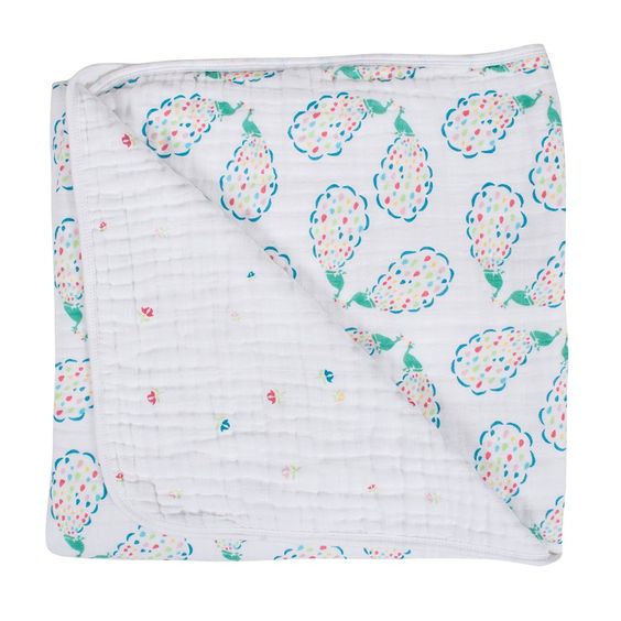 Bébé au Lait Goes On Vacation ~ Snuggle Blanket Peacocks & Pansies