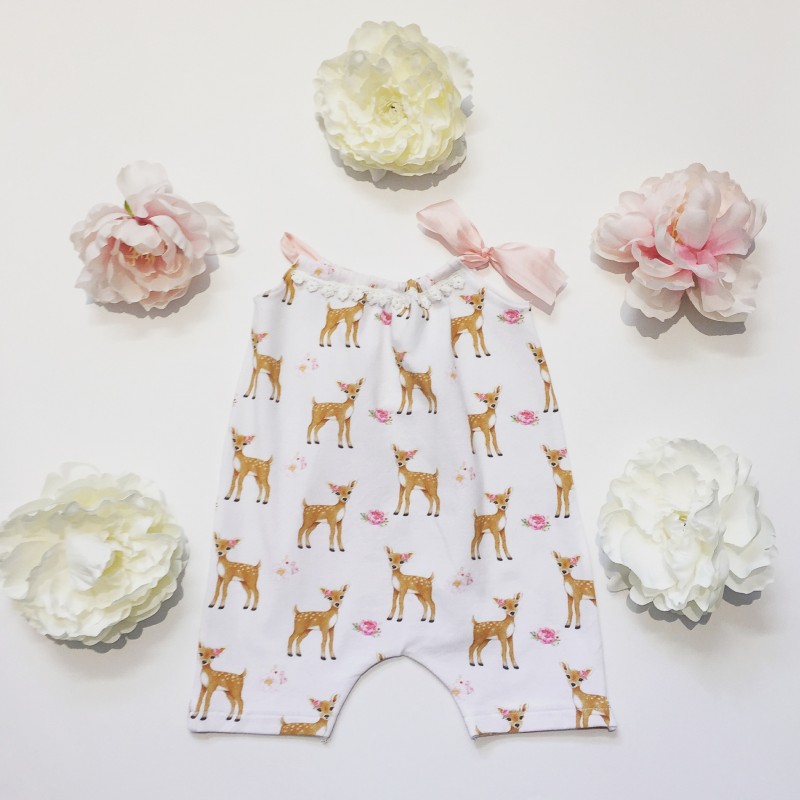 Darling Baby Shop ~ Baby Animal Friends Fawn Romper & Headband ~ Boutique Clothes