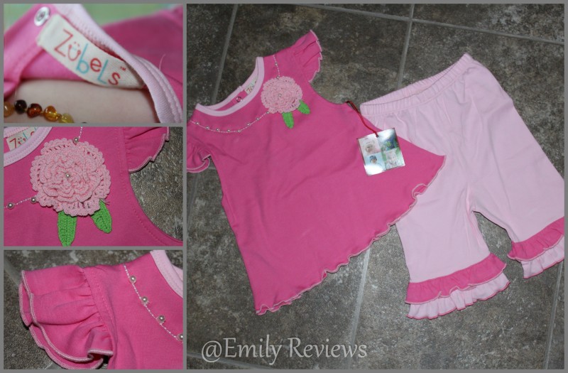 Zubels 100% Organic & Knit Cotton Dolls, Toys, Stuffed Animals and Flower Knit Shirt and Capri Girls Boutique Clothes Set