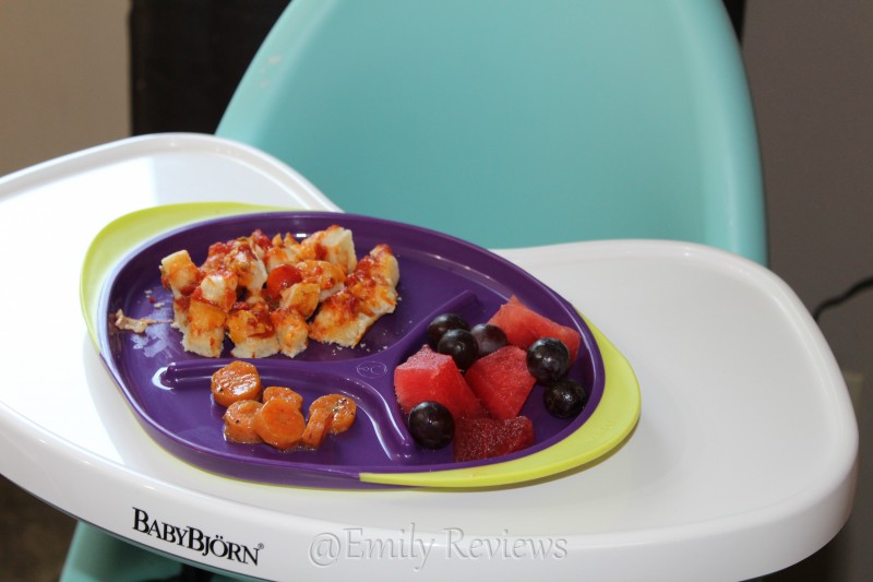 b.box Innovative Baby & Toddler Feeding Essentials: Sippy Cup Grape, Bowl & Straw in passion splash, plate in passion splash, and Toddler Cutlery Set in passion splash. This weighted sippy cup is awesome!