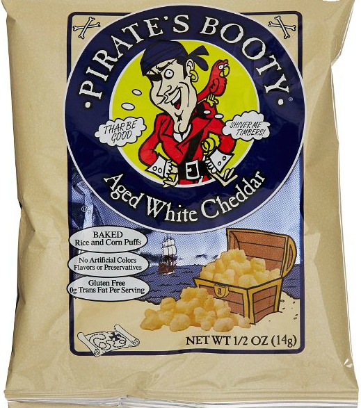 Pirate's Booty ~ Back To School Snack'n Made Right with Pirate Brands Aged White Cheddar Pirate's Booty! Made from puffed corn and rice, these are gluten free as well as free from artificial colors, dyes, and flavors.
