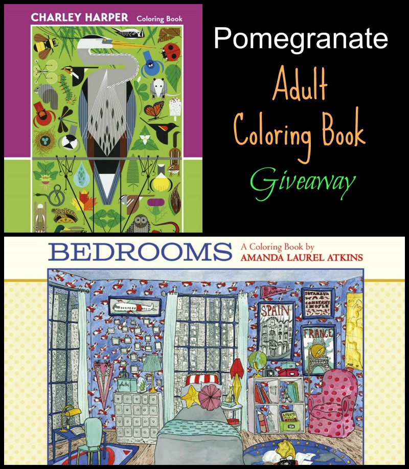Pomegranate Communications Giveaway! Pomegranate Presents The Next Level Of Adult Coloring Books including Charley Harper: 50 Drawings Coloring Book, Tattoo: A Coloring Book of Polynesian Art by Anthony J. Tenorio, Natural Patterns: A Coloring Boook By Janelle Dimmett, Sri Yantra Mandalas: A Coloring Book By Paul Heussenstamm, and Bedrooms: A Coloring Book By Amanda Laurel Atkins.