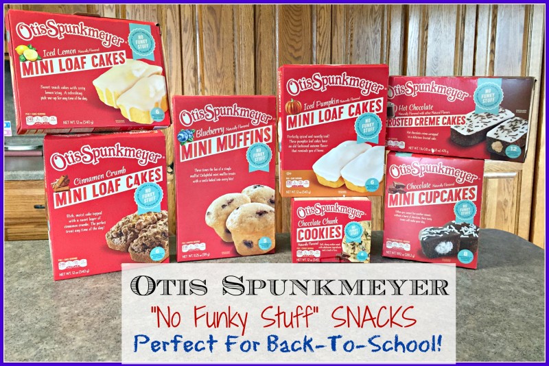 Otis Spunkmeyer’s ‘NO FUNKY STUFF’ Snacks {For Back To School}: Otis Spunkmeyer delicious snack line up includes: Iced Lemon Loaf Cake, Cinnamon Crumb Loaf Cake, Mini Chocolate Cupcakes, Blueberry Mini Muffins, Iced Pumpkin Mini Loaf Cakes (limited time only Fall/Winter flavor), Chocolate Chunk Cookies, and Hot Chocolate Crème Cakes (limited time only Fall/Winter flavor) and more!