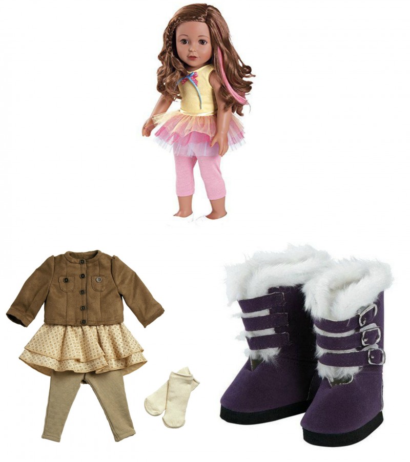 Adora Dolls ~ 18" Friends Lola Doll + Outfit And Boots!, Lola doll, cool weather 2 outfit, and purple fur boots