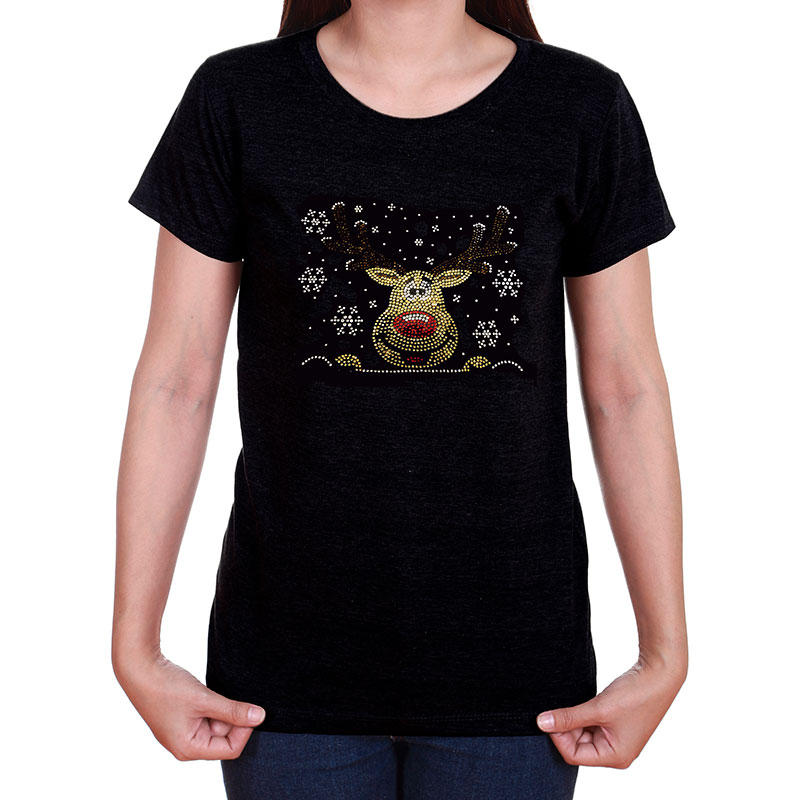 Lyn Dorf Rudolph Reindeer Rhinestone T-Shirt