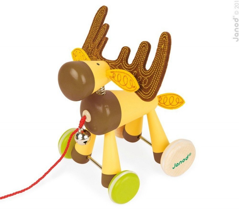 Janod Zigolos Pull Along Elk Baby Toy 