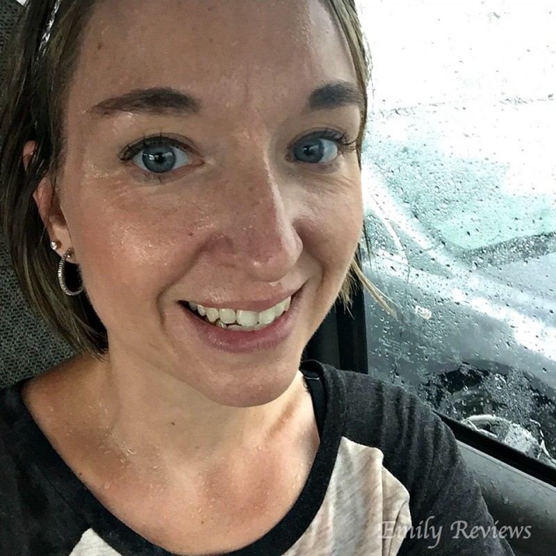 When I got caught in a downpour dropping our foster daughter at school, instead of being embarrassed and running to hide my face that just got stripped of makeup, I felt confident enough to take a selfie! (That's a first for me!)