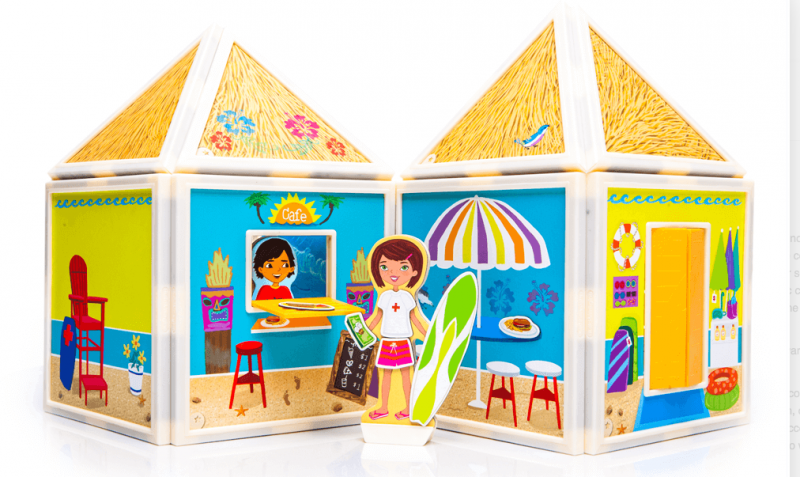 Build & Imagine ~ Magnetic building set, story walls, dollhouse, dress up, magenetic fun: A day at the beach.