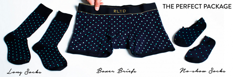 Related Garments ~ The Week Package of matcihing boxer briefs, tall socks, and no show socks.