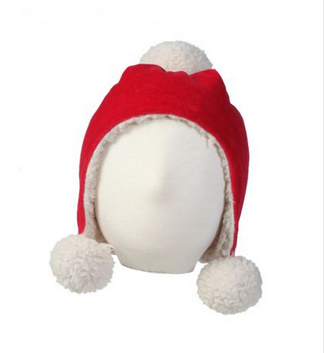 Zutano Red Velour Toddler Pom Pom Hat