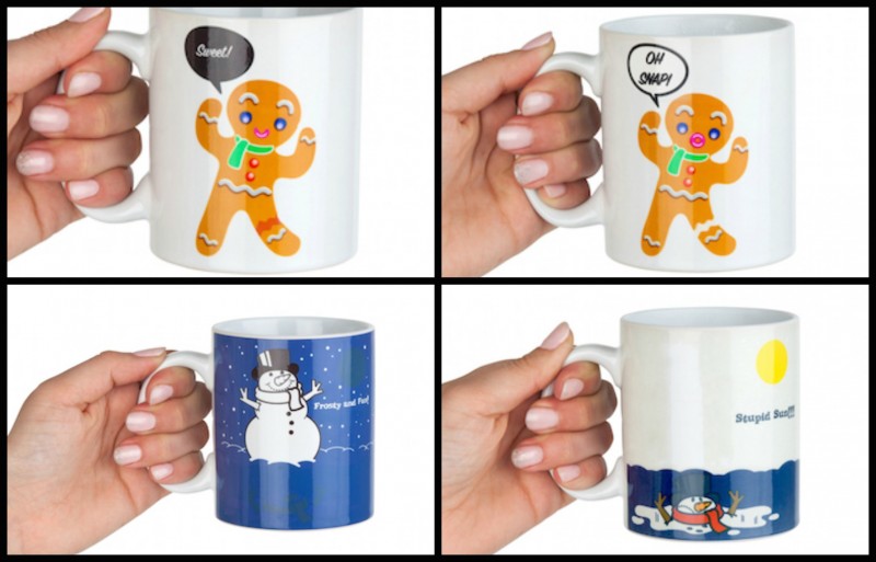BigMouth Inc. Color Changing Snowman Mug and Color Changing Gingerbread Man Mug