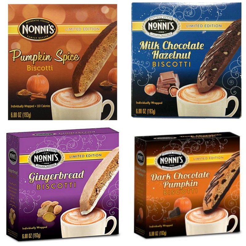 Nonni's Family Recipe Biscotti ~ Limited Edition Holiday Flavors: Pumpkin Spice, Milk Chocolate Hazelnut, Dark Chocolate Pumpkin, and Gingerbread