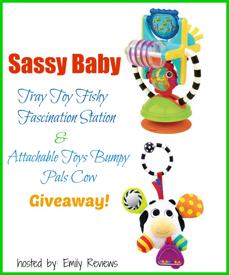 Sassy Baby Toys & Accessories ~ Best Baby Shower Gift Ideas + Attachable Toys Bumpy Pals Cow, Musical Piano, Under the Sea Spinner, & Bottle Brush {Emily Reviews} GIVEAWAY
