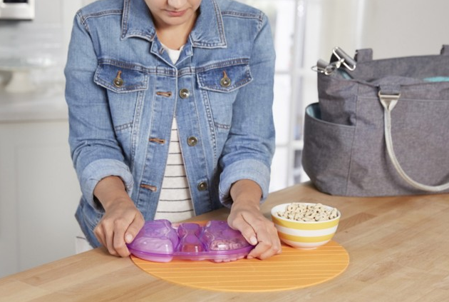 The First Years Mealtime Essentials ~ Perfect Home Or On The Go ~ Take & Toss Heavy Duty Sectioned Plates that snap together for a leak resistant container, perfect for on the go!! {Emily Reviews}