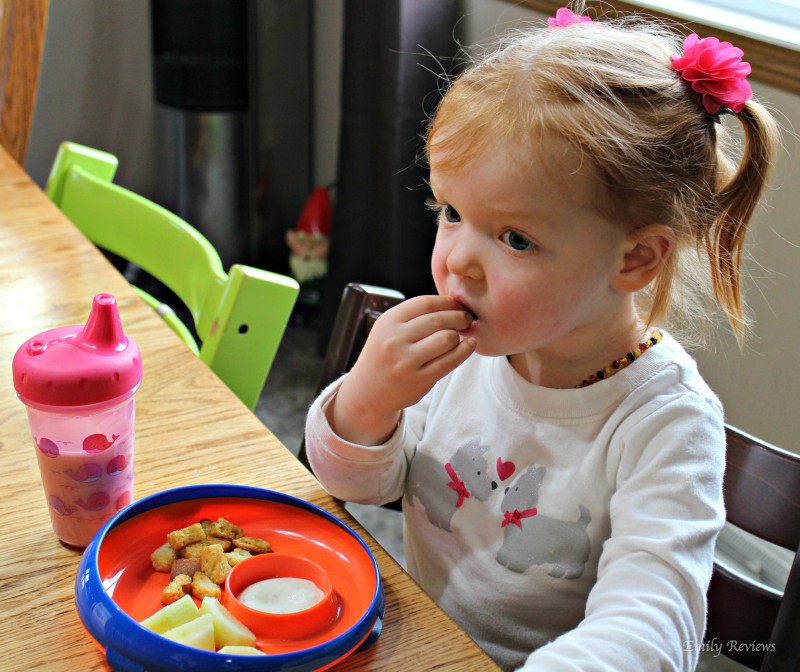 The First Years Mealtime Essentials ~ Perfect Home Or On The Go ~ Stackable Sippy Cups. Spill proof with one piece easy to clean lids. 9 ounce size, , perfect for on the go!! {Emily Reviews}