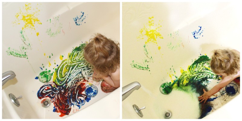 Fun & Easy 3 Ingredient Bath Tub Painting Activity For Toddlers