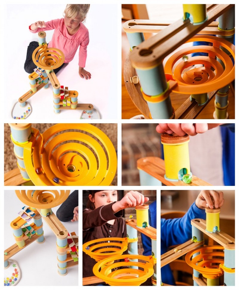 Fat Brain Toys Bamboo Builder Marble Run