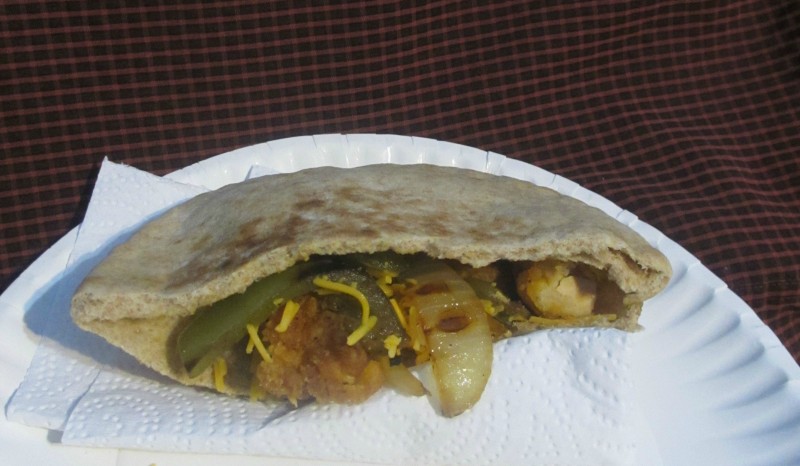 Chicken Pita Pocket with peppers and onions