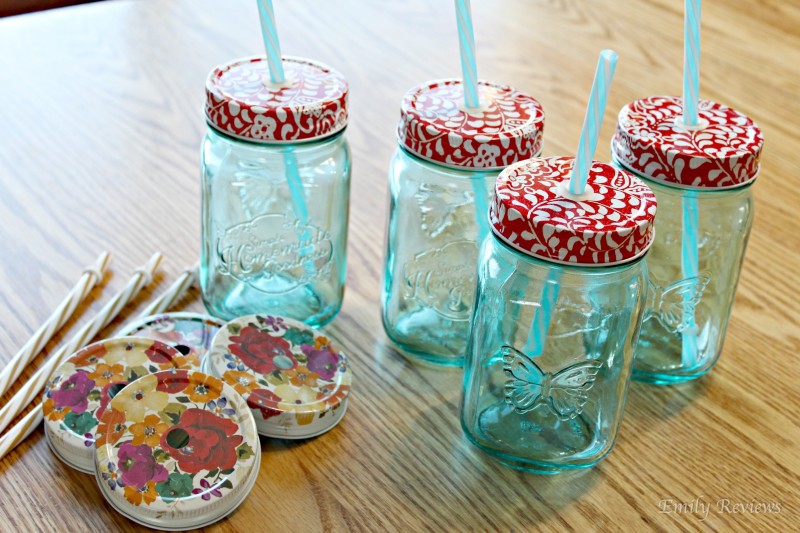 Pioneer Woman Mason Jars with Lids and Straws