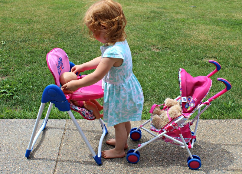 Baby Alive ~ Stroller & High Chair For The Littles Mommies - Baby alive doll deluxe highchair - feeding time! kids are sure to love feeding their favorite dolls with this adorable high chair. Looks just like a real high chair with its adjustable seat and fun feeding tray. Let their nurturing instincts take over and watch their imaginations soar! can be used with other baby dolls. Over 18