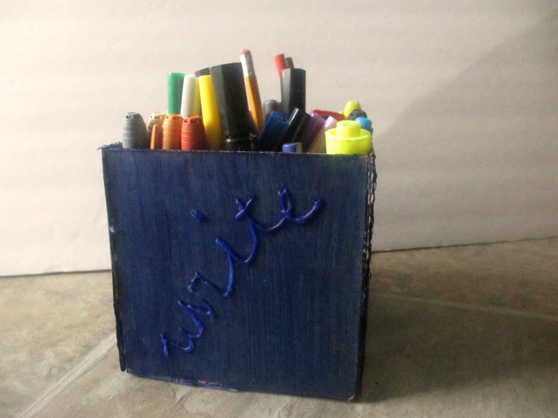 Diy Cardboard pencil holder craft project