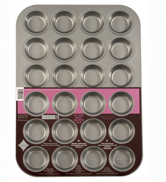 Chicago Metallic Commercial II SKU 59024 Non-Stick 24 Cup Mini Muffin Pan