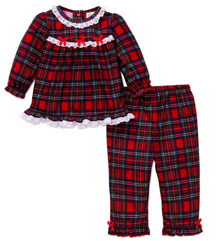 Little Me Holiday Girls Plaid Pajama Set