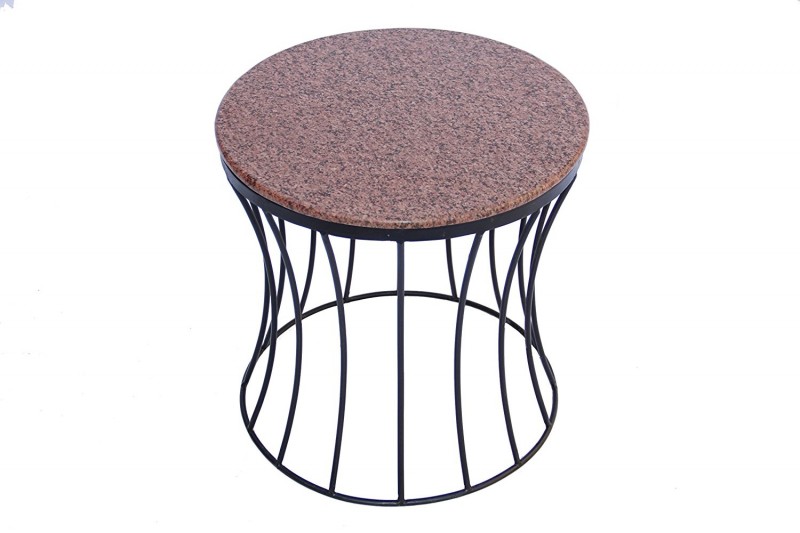 Casagear The Urban Port Stylish Iron Base Side Table With Marble Top