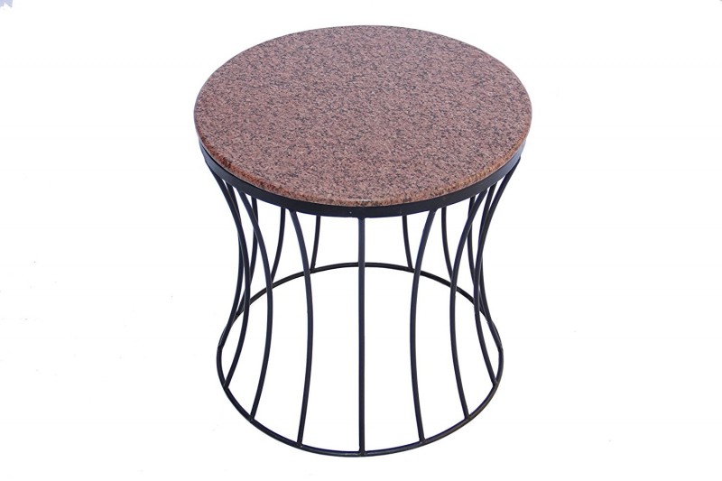 Casagear The Urban Port Stylish Iron Base Side Table With Marble Top