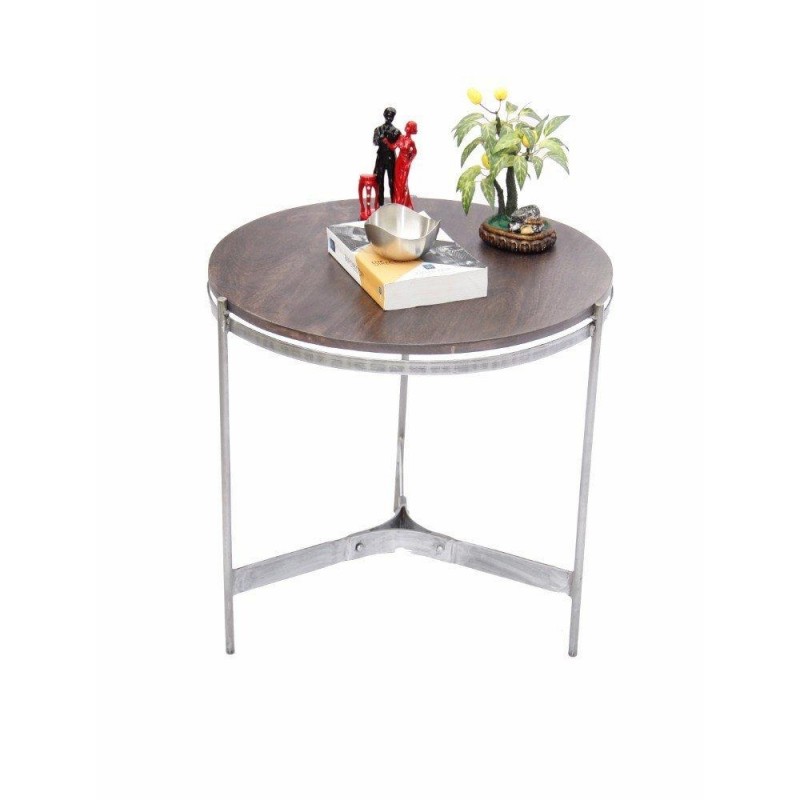 Round Metal End Table With Three Legs