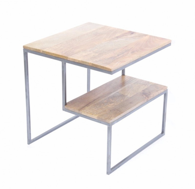 Casagear Contemporary 2 Tier End Table With Wooden TopCasagear Contemporary 2 Tier End Table With Wooden Top