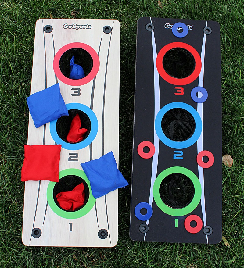 GoSports 2-in-1 Bean Bag Toss & Washer Toss Combo Outdoor Game - Fun for Kids & Adults - Includes 2 Double Sided Game Boards, 6 Washers, 6 Bean Bags, Carry Case 1