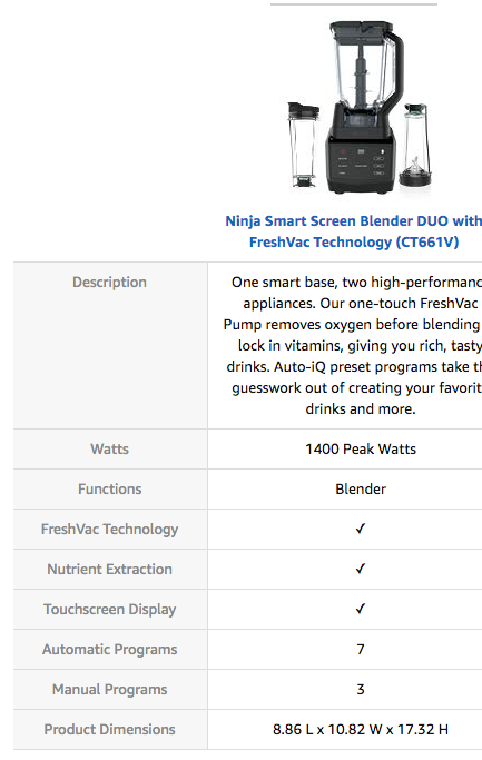 Ninja Smart Screen Blender DUO with FreshVac Technology, 1400-Peak-Watt Base, 7 Auto-iQ Programs, and Touchscreen Display (CT661V), Black