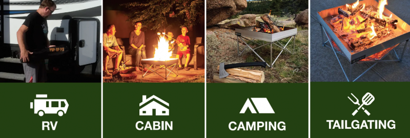 Fireside Outdoor Pop-Up Pit Base Kit & Heat Shield Combo