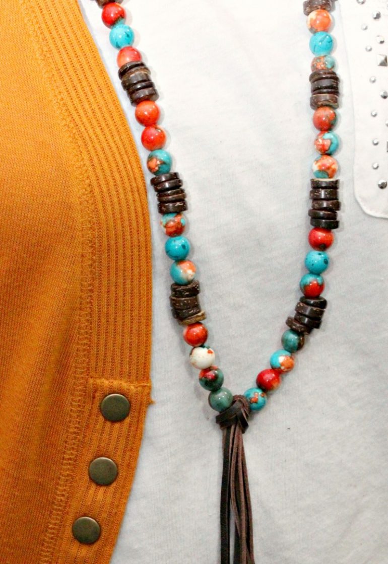 Jewelry Junkie Necklace Jasper Beads w/Tassel 