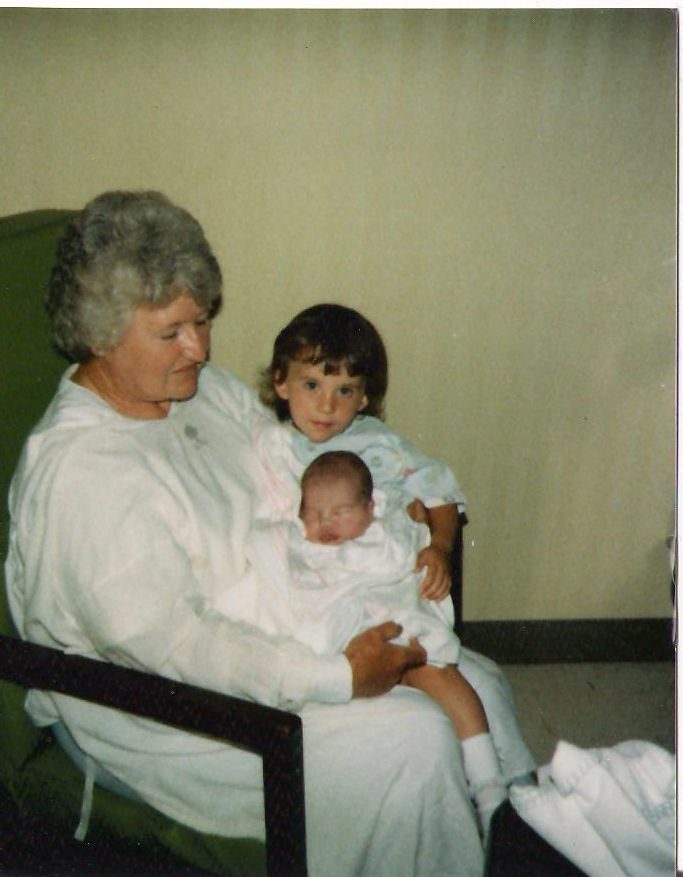 Grandma with newborn me