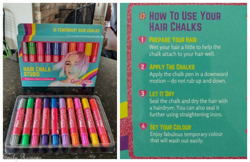 GirlZone Hair Chalk Set For Girls - 10 Piece Temporary Hair Chalks