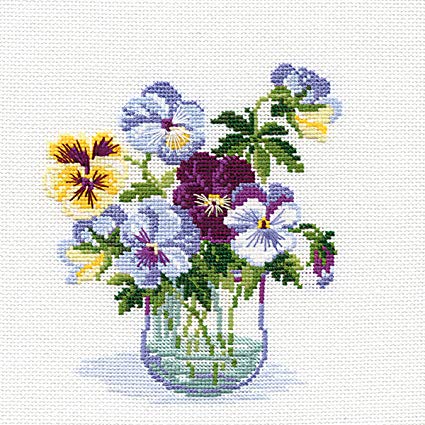 RIOLIS pansies small cross stitch kit